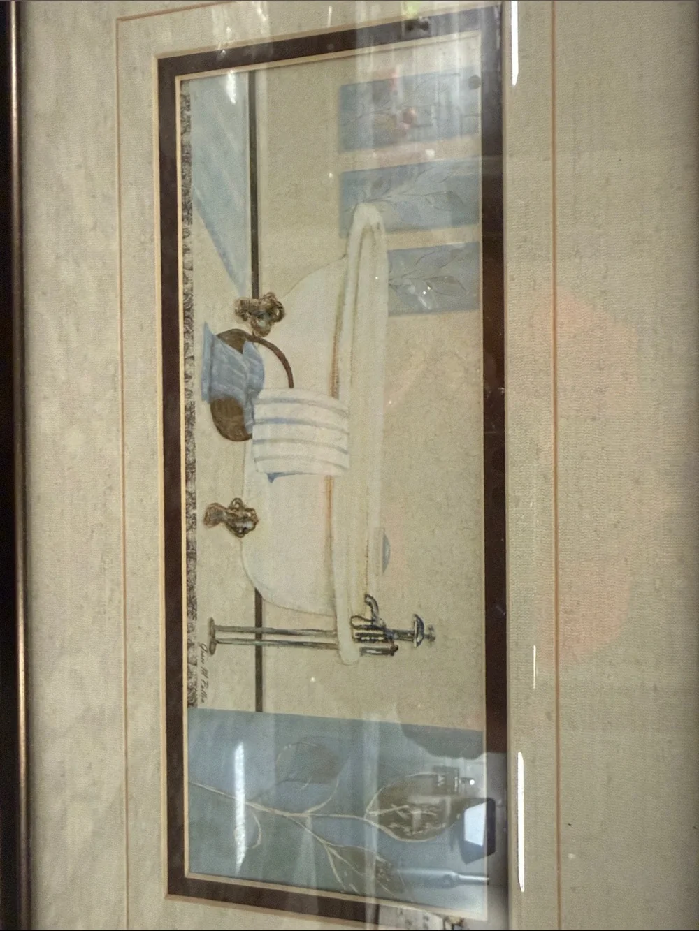 Framed Bathroom Art Print in Brown and Cream by Grace Pullen